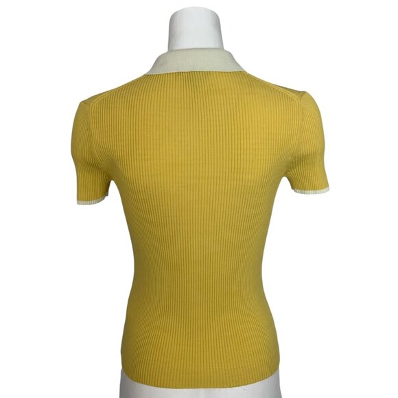 Rag And Bone Libby Short Sleeve Polo Shirt Sweater S Yellow - Picture 2 of 15